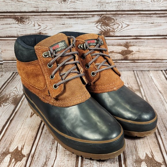 Riverstone Shoes - Vtg RIVERSTONE Thermolite Womens 7 Brown Suede Blue Waterproof Winter Snow Boots